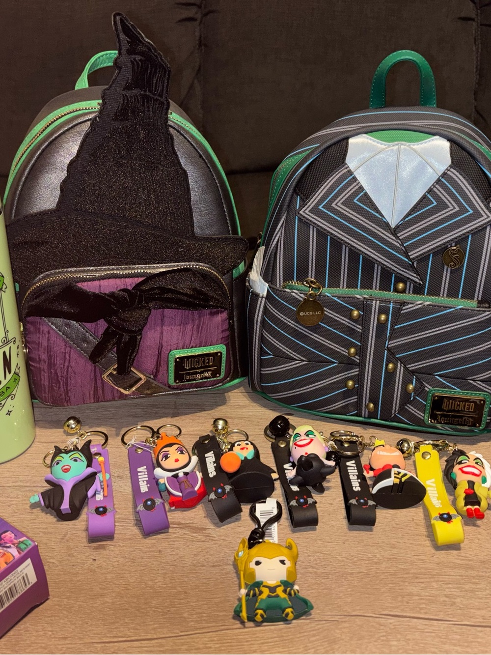 Loungefly Green, Black & Purple Villains Mini Backpack Duo